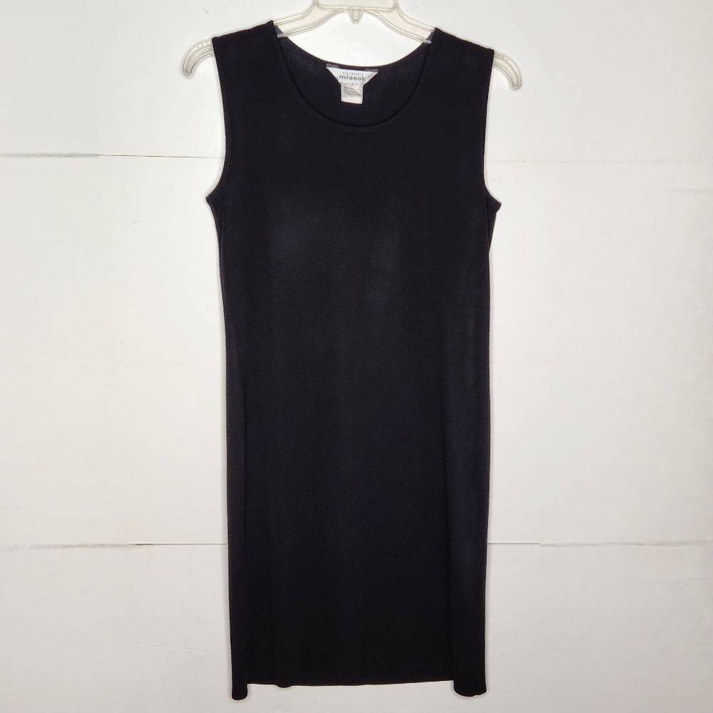 Exclusively Misook Dress Black Sleeveless Acrylic Knit Dress Womens Large